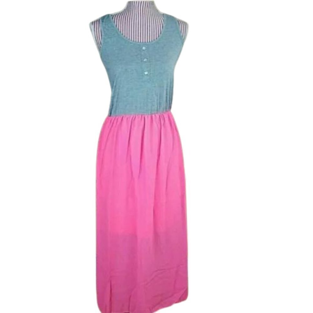 Pink and Gray Tank Racerback Maxi Dress Brand New Size Medium